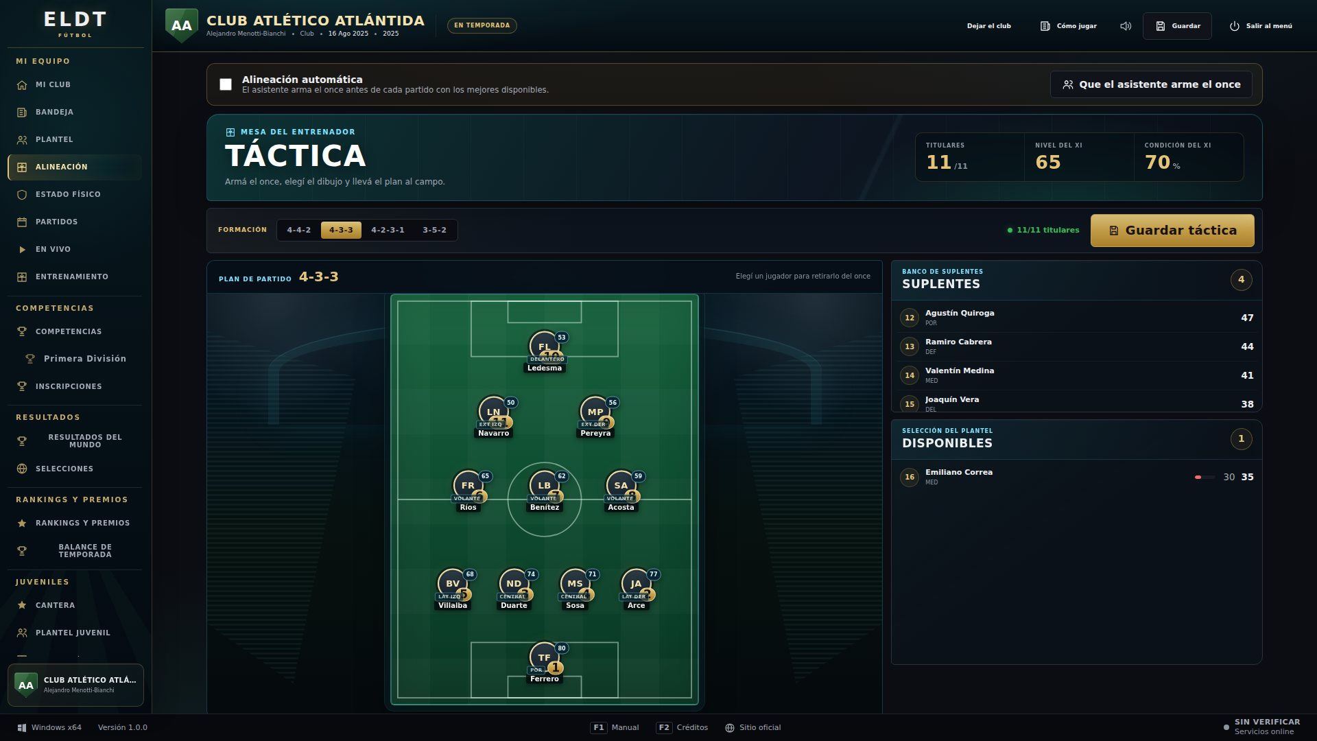 ELDT Fútbol — Táctica